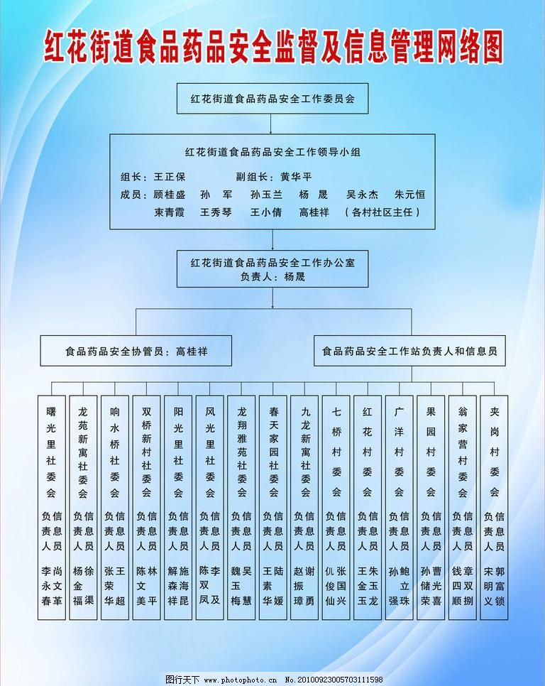 红花街道食品药品安全监督及信息管理网络图图片